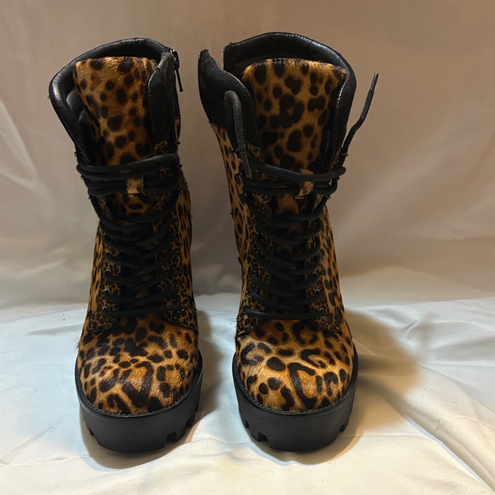 Gianni Bini Animal Print Combat Boots